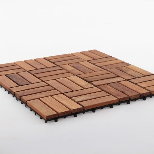 NordicStyle 11.8" x 11.8" Teak Wood Interlocking Deck Tile 